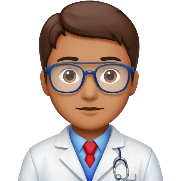 a scientist in a white coat in the colors of the American flag emoji