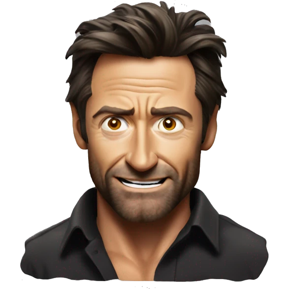 Hugh Jackman covered in oil emoji