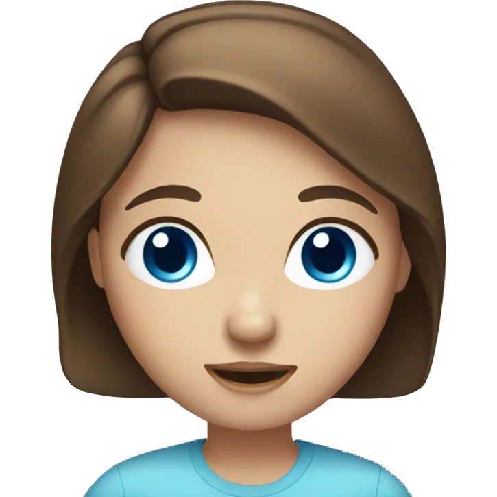 girl with brown hair with blue eyes emoji