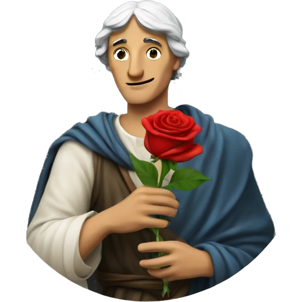 Dante Alighieri holding a rose in his hand emoji