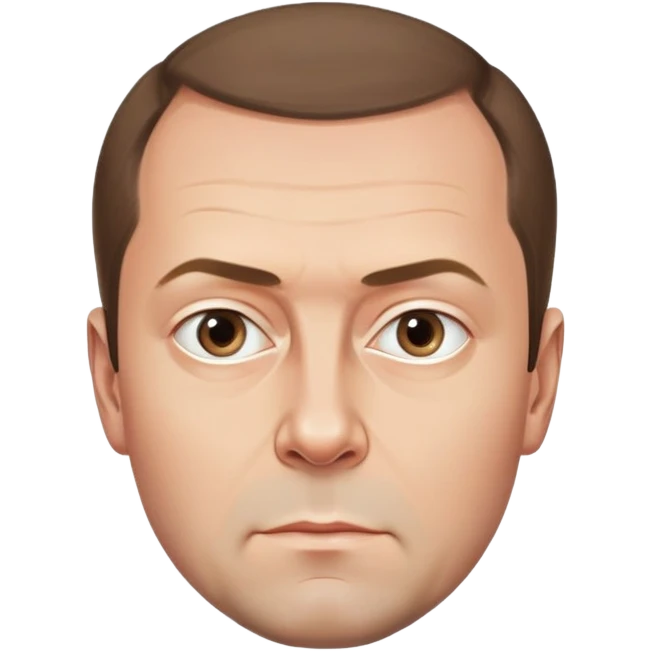 Dmitry Medvedev, round face, polished and smooth, realistic facial features, serious expression emoji