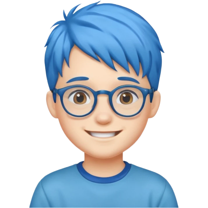 blue haired kid with glasses emoji