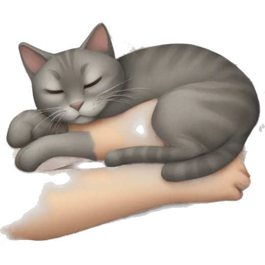 White girl brown hair sleeping with gray cat emoji