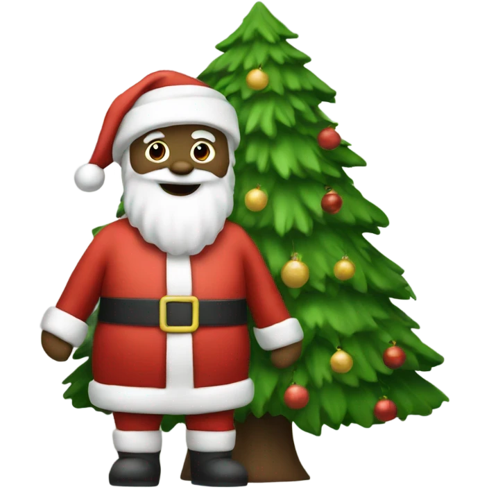 Santa with Christmas treee emoji