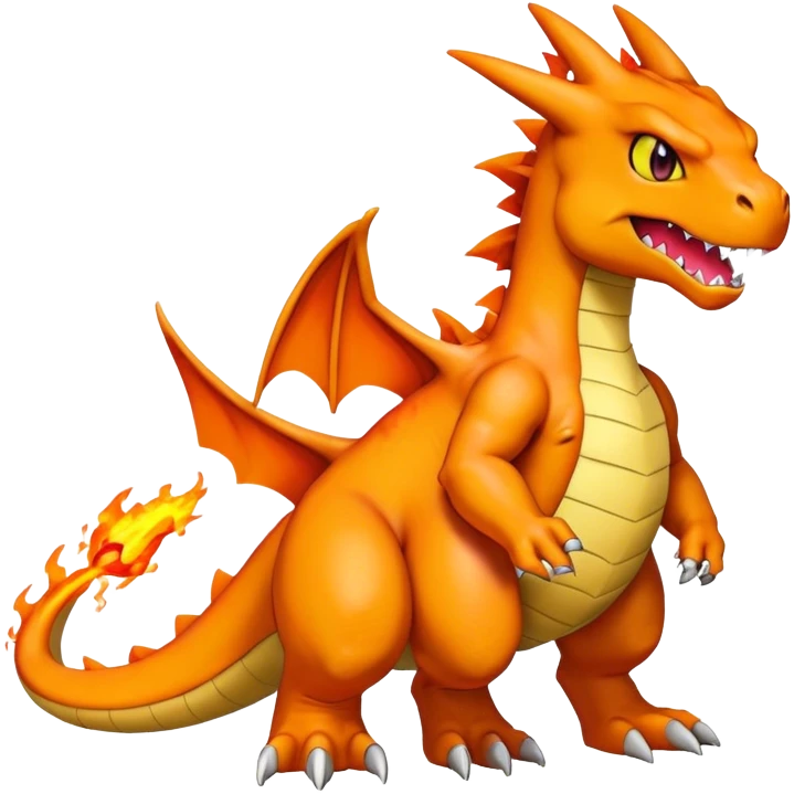 Cool edgy Agumon-Charizard-Digimon, full body  emoji