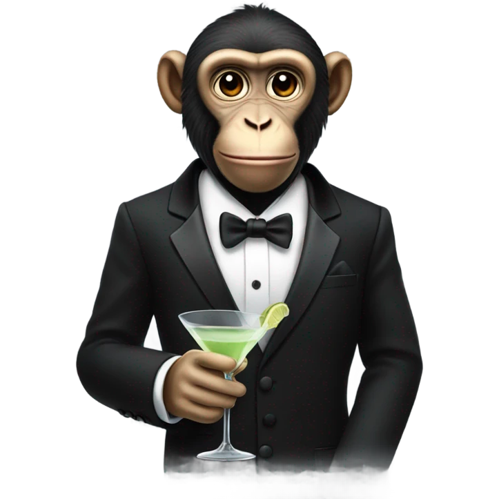 monkey drinking a martini in a tuxedo emoji