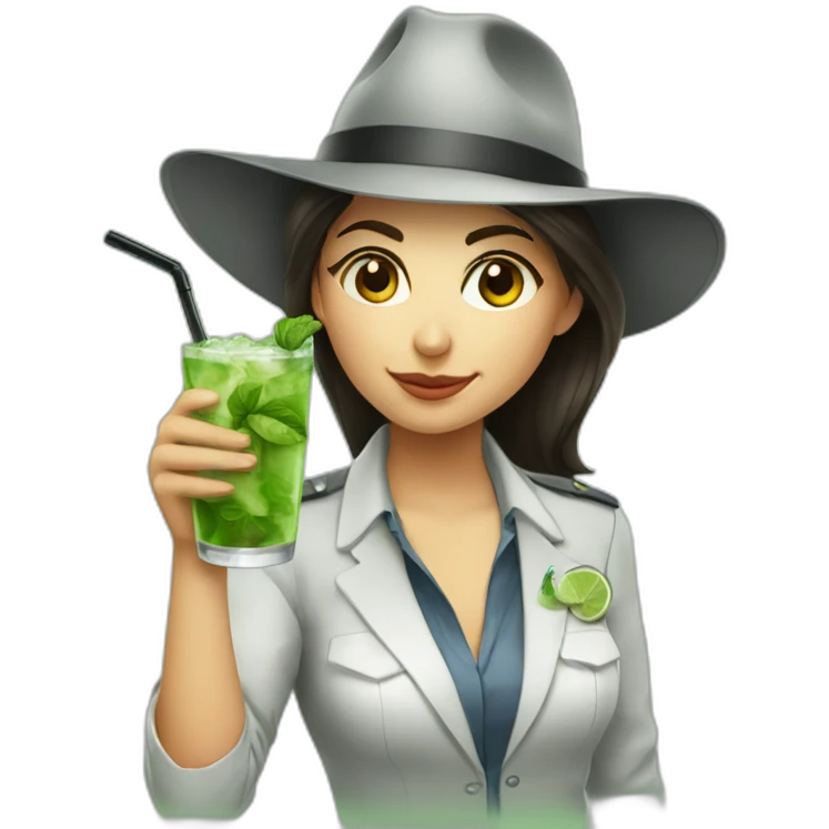 argentine girl investigator drinking mojito emoji