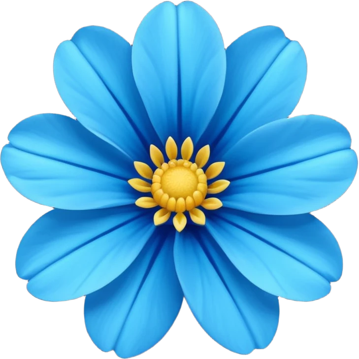 royal blue flower with cyan center (no yellow) emoji