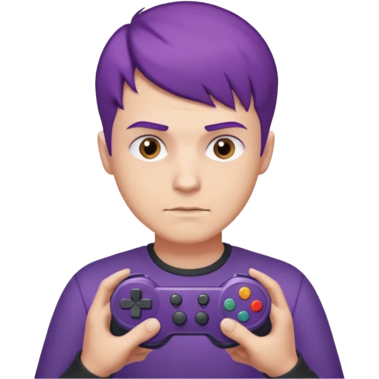 colored purple short male hair gamer game pad controller emoji