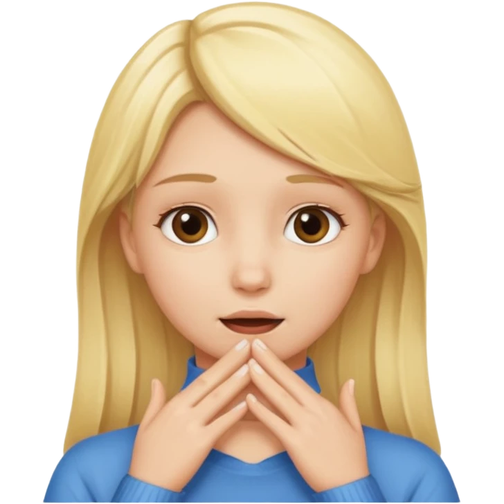blonde girl with her hands around her throat emoji
