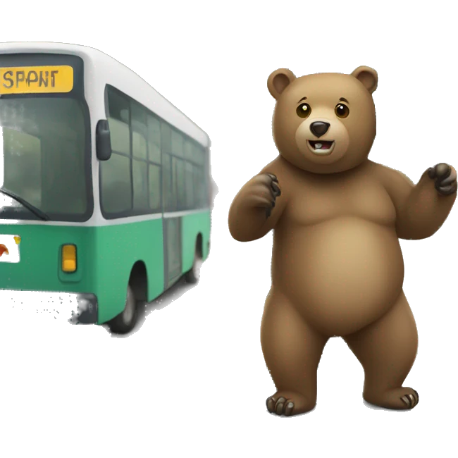bear at bus stop sign emoji