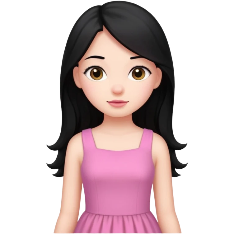 Long black hair girl wearing a dress being a girly girl  emoji