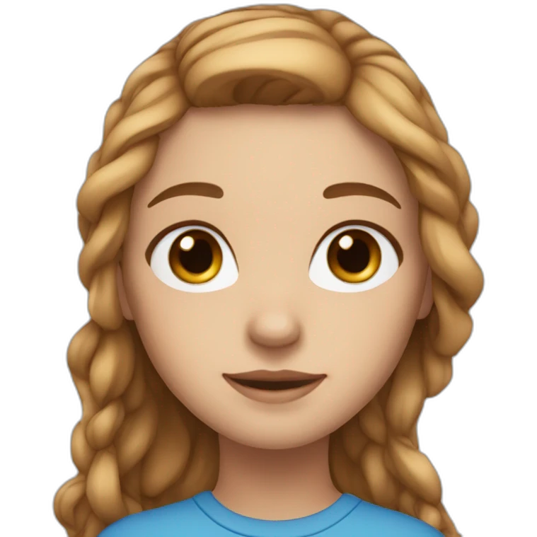 1 girl with light-brown long hair, blue eyes and freckles emoji