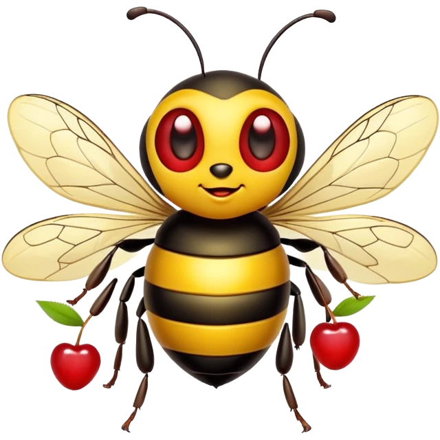 bumble bee with red cherries emoji
