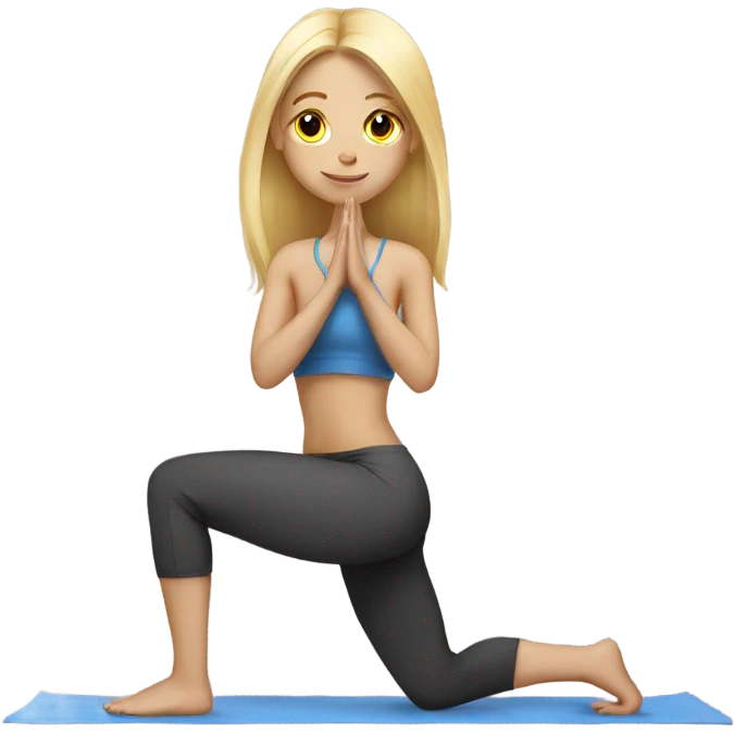 Blonde girl long hair doing yoga emoji