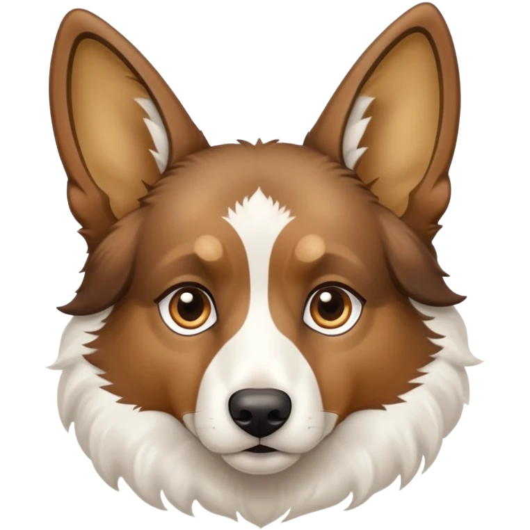 Brown and white Austrian Shepard with pointy ears emoji