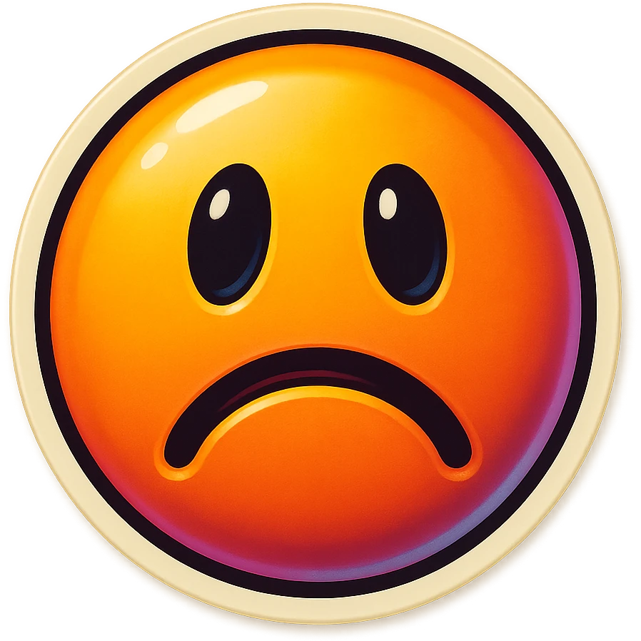 A face displaying a disappointment emotion. The sticker should have a transparent background with a clear outline. Ensure the sticker is neatly composed and does not extend beyond the edges. emoji