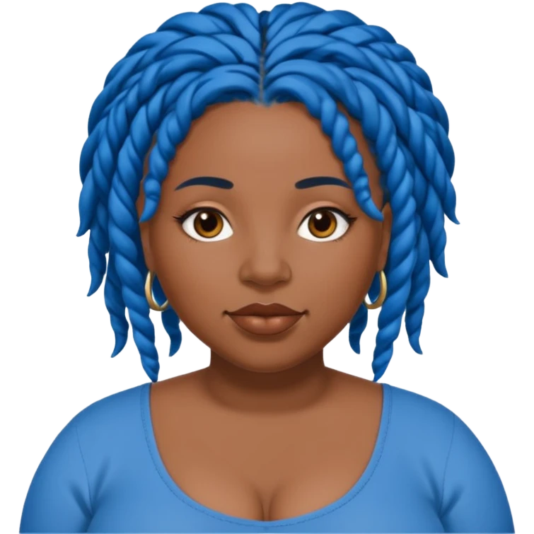 Plus size black girl with blue Locs emoji