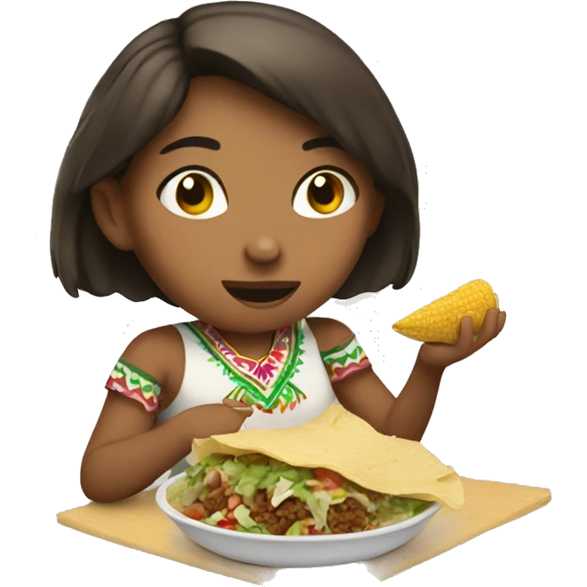 Girl eating mexican emoji