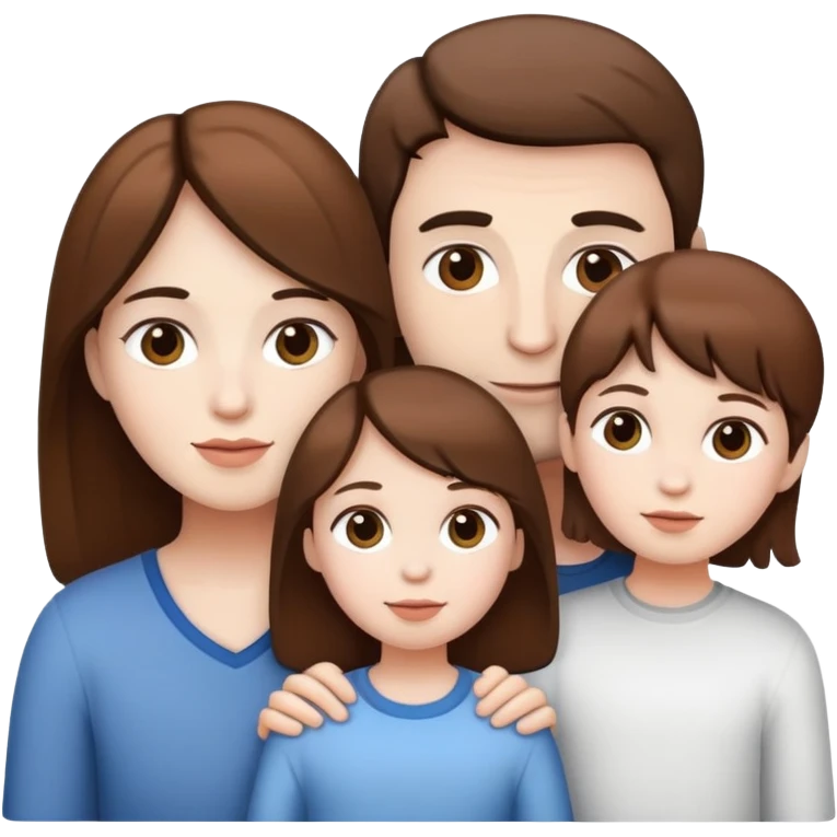 family of three, all white skin and brown hair emoji