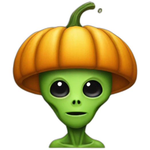 Alien with a pumpkin cap emoji