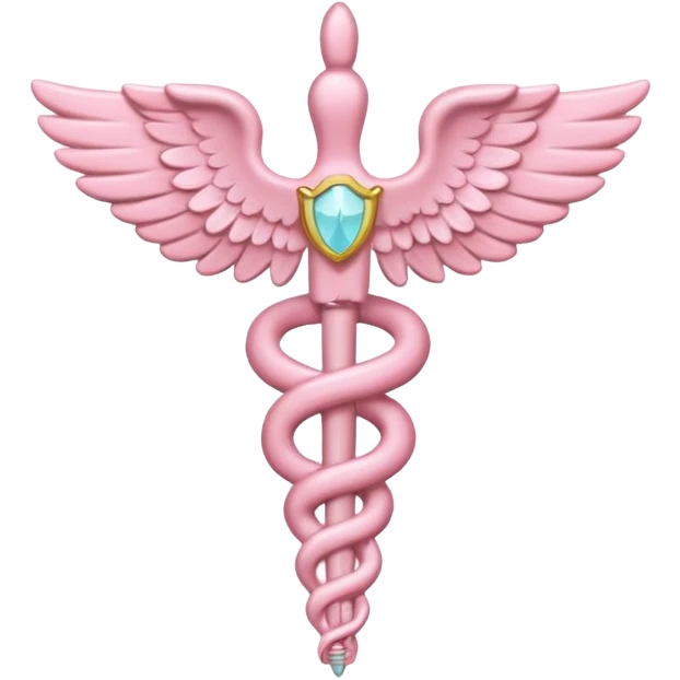 Caduceus symbol, soft pastel pink, iOS emoji style, matching the reference, variation 1 emoji