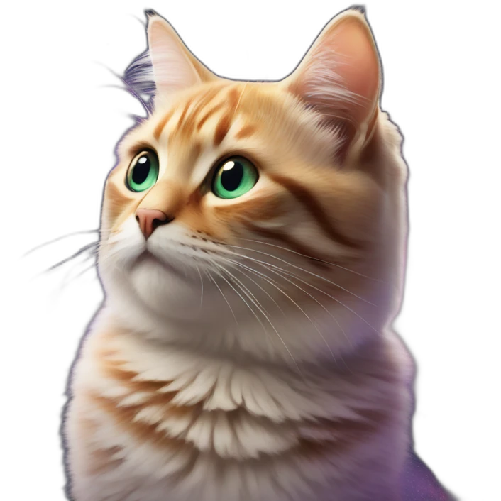 realistic nebula in outer space behind small cat face emoji