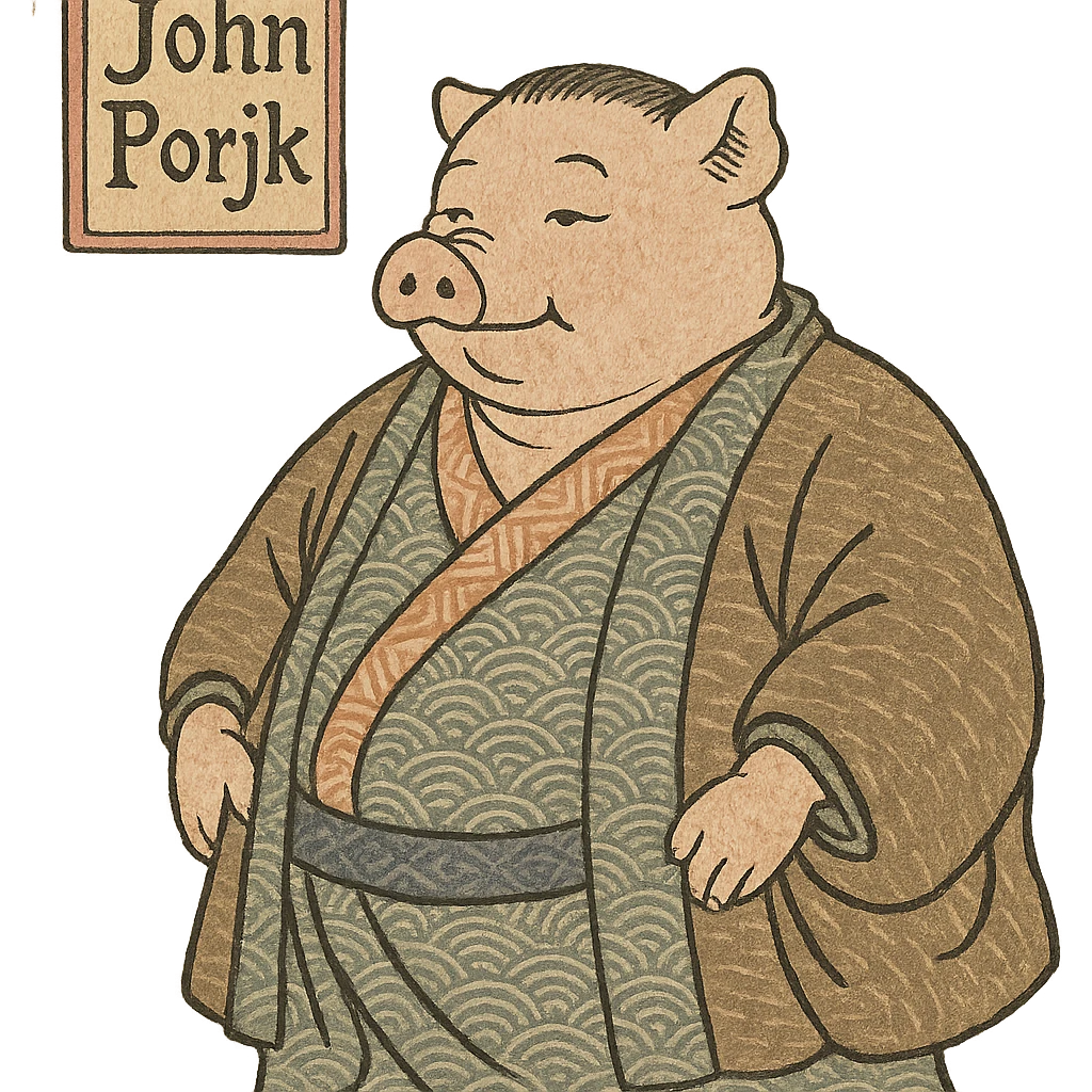 stylized and artistic character named John Porjk in ukiyo-e style emoji