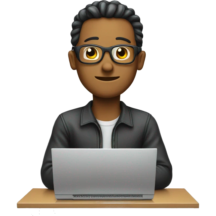 a computer nerd who is sitting behind his computer emoji