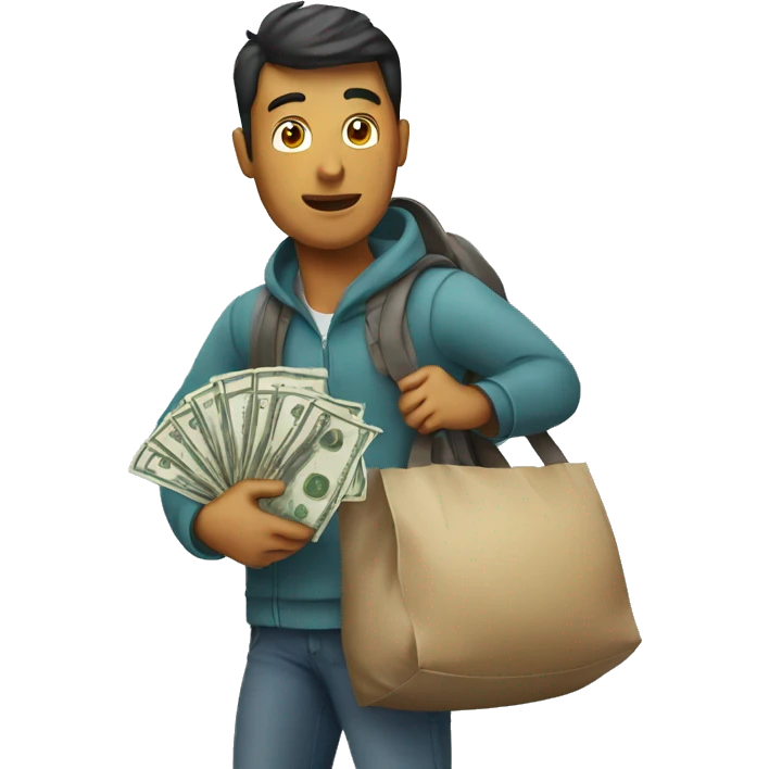 A man carrying overloaded bag of money emoji