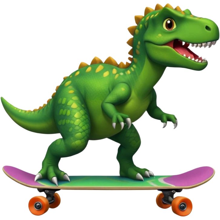 Dinosaur on a skateboard emoji