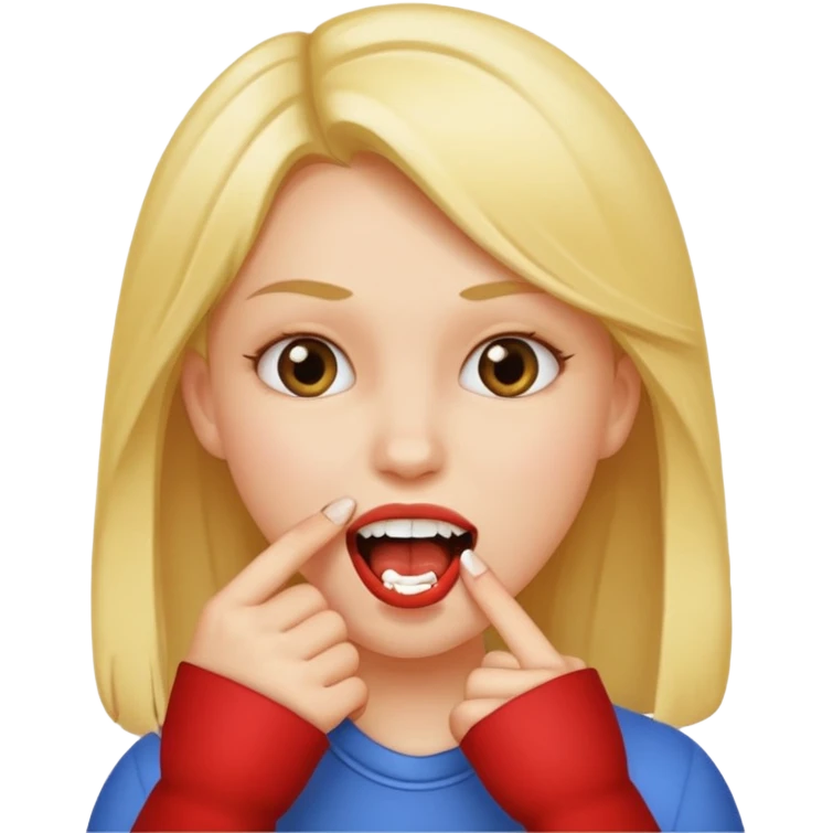 Girl biting finger with teeth emoji