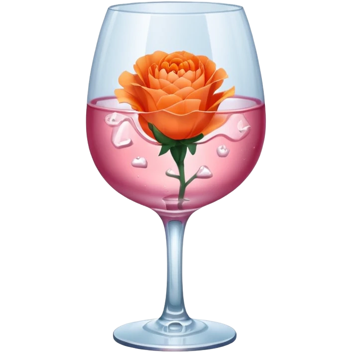 Pink wine on ice with an orange carnation emoji