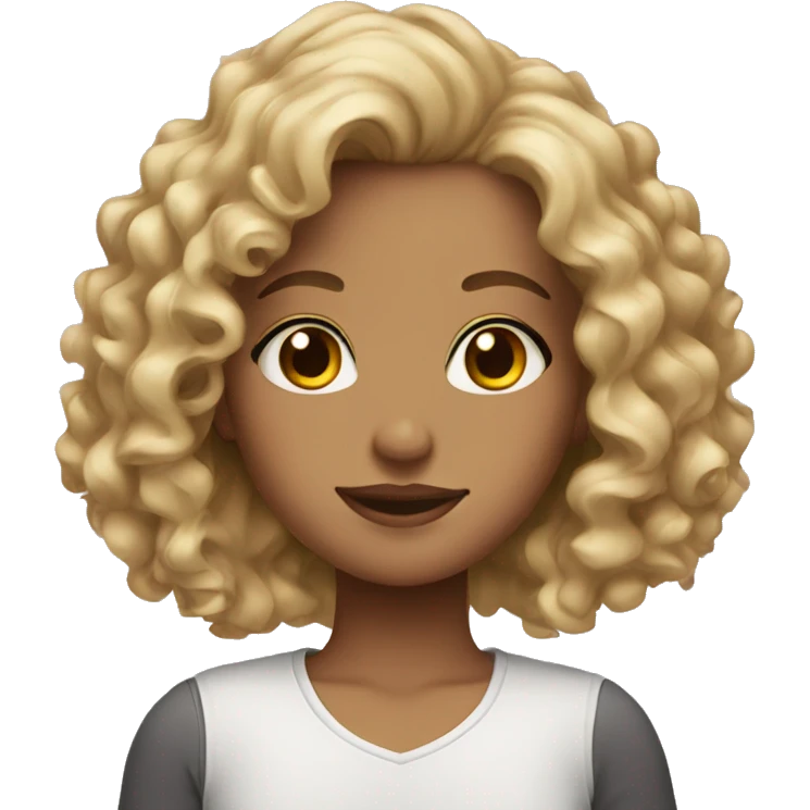 Girl with brown eyes and blonde curly hair  emoji