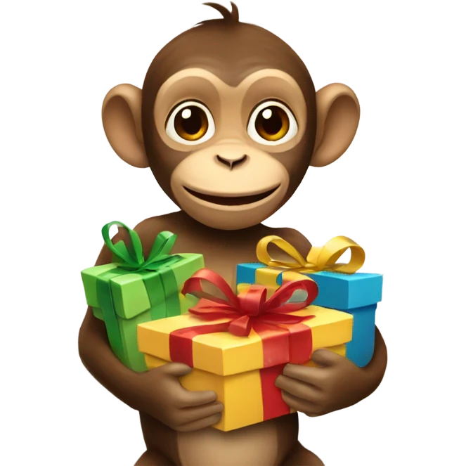A monkey with gifts in her hands emoji