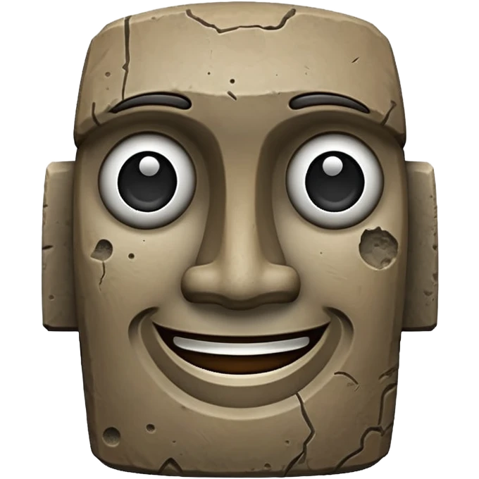 Moai with happy face emoji