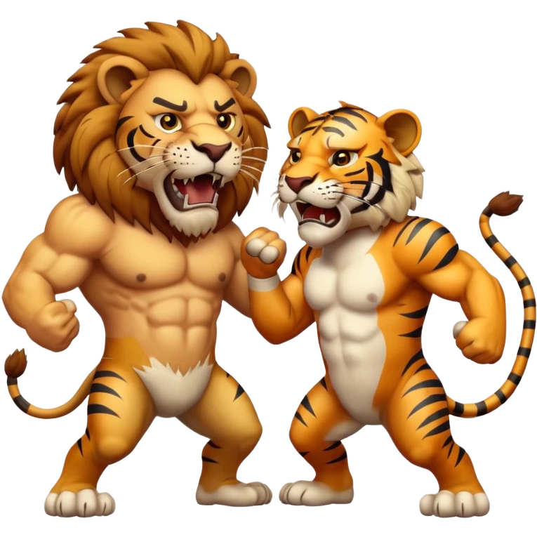 brutal fight between one lion and one tiger  emoji