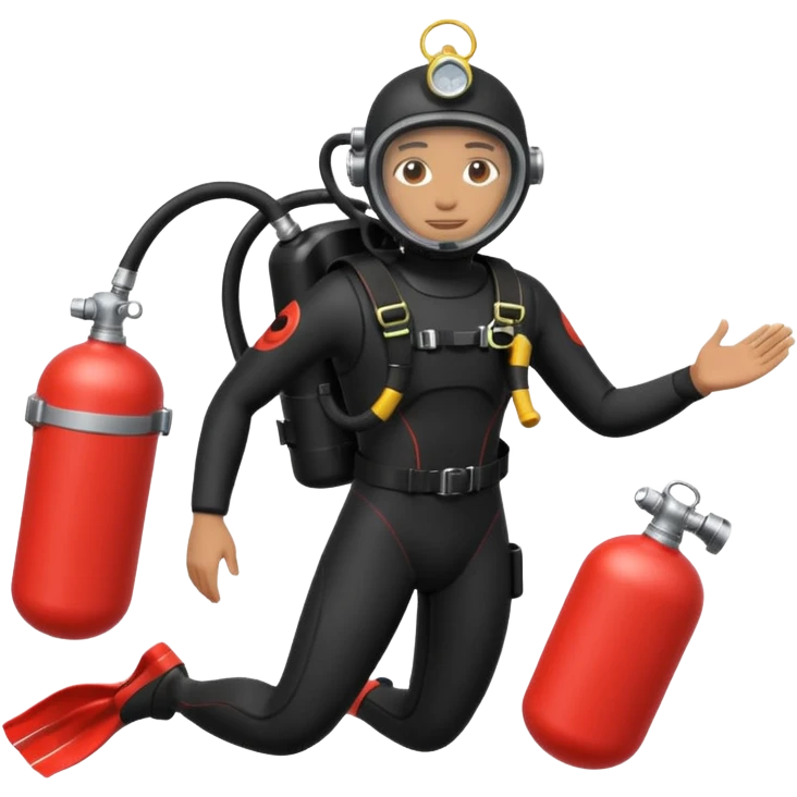 Diver + red oxygen tank,Coral Divers emoji