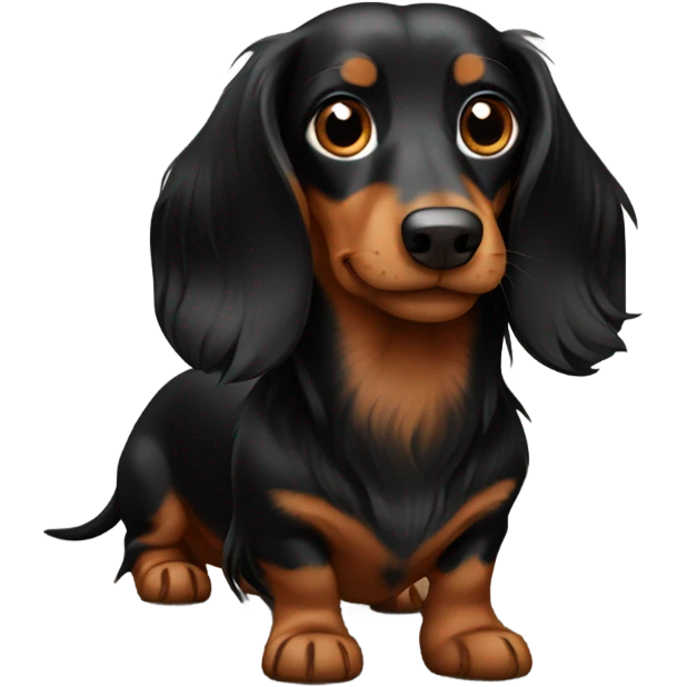Dachshund with long hair and black and brown  emoji