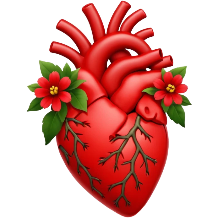 Real heart with made my red flowers tiny emoji