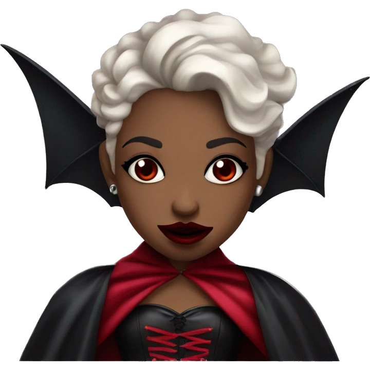 vampire girl with dark cherry red lip and cherry red cape and corset emoji