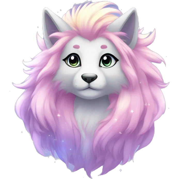 Shiny Sparkly Fluffy Long Mane Kawaii Ethereal Anthro Sona Nebula-Crystal-Fakemon emoji