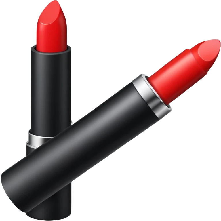 A sleek matte-red lipstick in a black metal tube. emoji