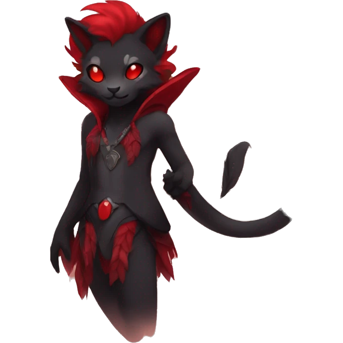 Black and Red Ethereal Cool Anthro Fakémon emoji