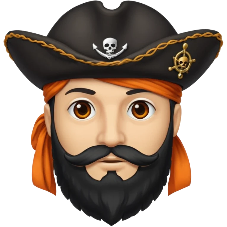 Pirata con un parche grande y negro sobre el ojo y con barba anaranjado emoji