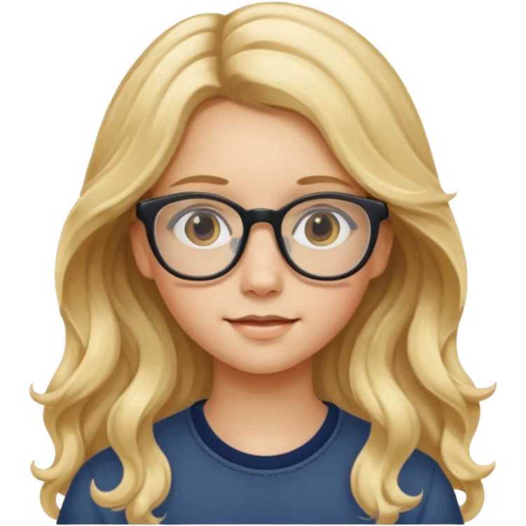 Fille 13 ans qui a des cheveux long et blond et wavy avec des lunettes emoji
