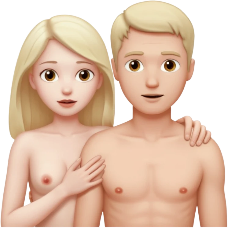 White man touching White woman vagina naked emoji