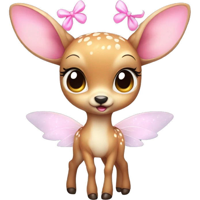 baby deer with fairy wings and a pink bow around its neck  emoji