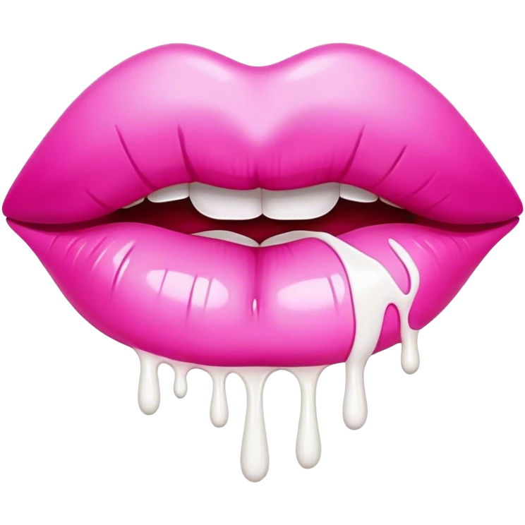 white paint dripping off Floating pink glossy lips emoji