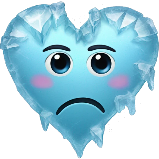 frozen broken heart. made of ice. like 💔. without eyes  emoji